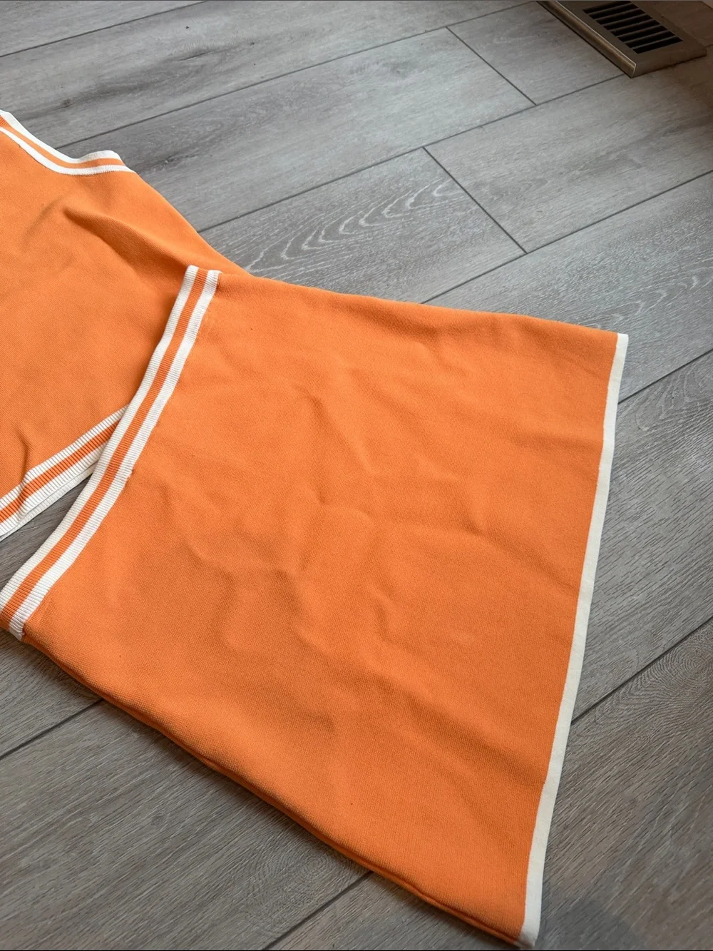 House of Harlow 1960 Orange Crop Top & Mini Skirt Set with White Trim size small
